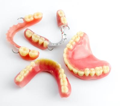 An image of dentures and partial dentures