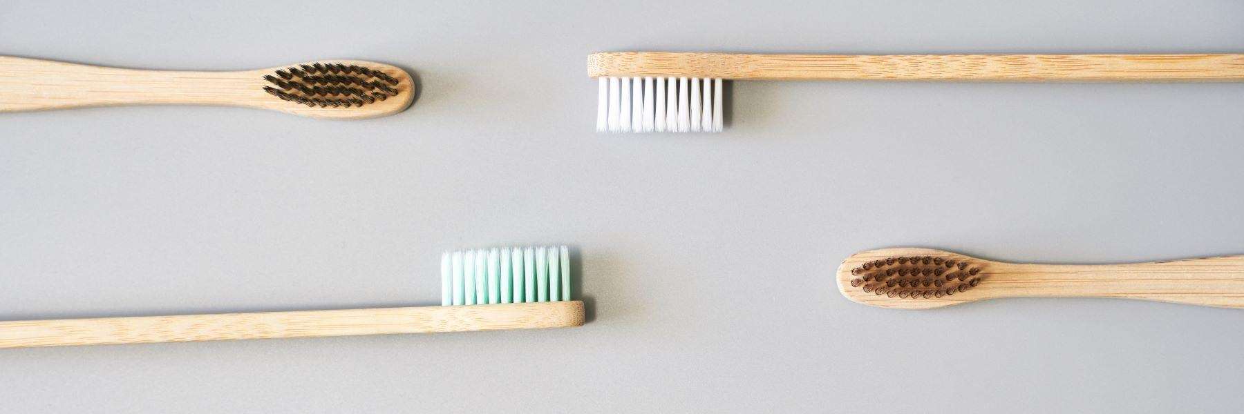 Wooden toothbrushes laid out, downey ca