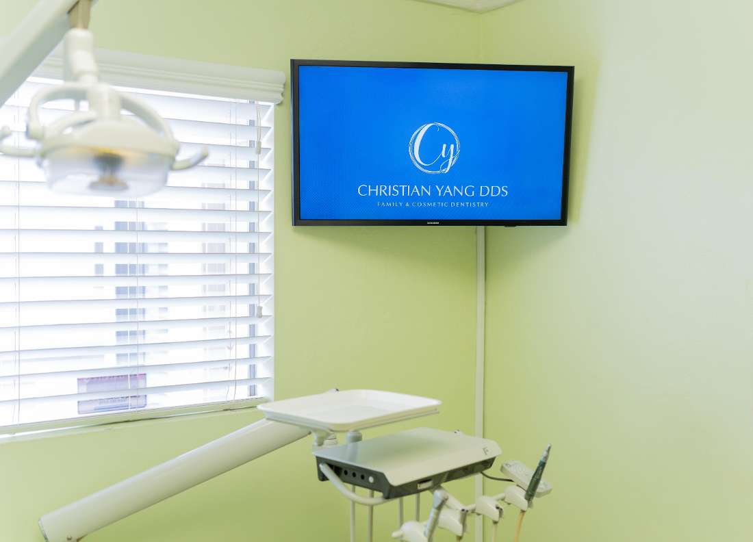 Interior view of a patient room, looking directly at a tv, downey ca