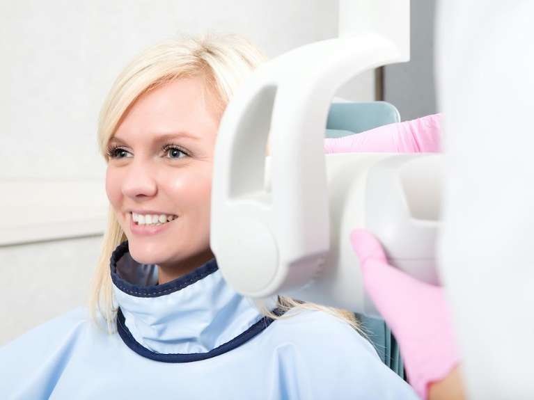 Young girl patient receiving digital x-rays, Downey CA